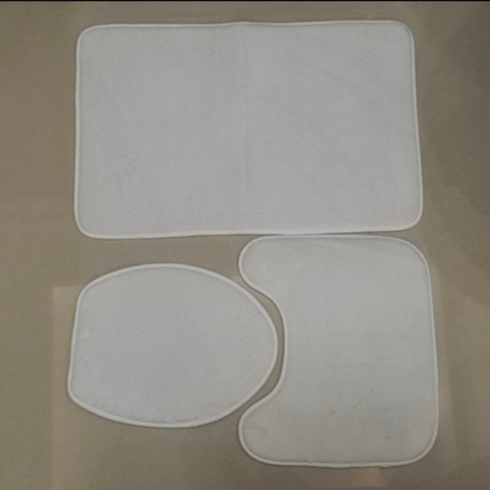 3Pcs Sublimation Bathroom Set: White Bath Mat Set